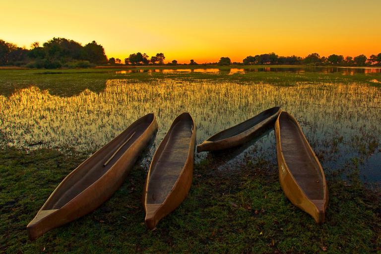 Empty mokoro Okavango Delta sunset SS