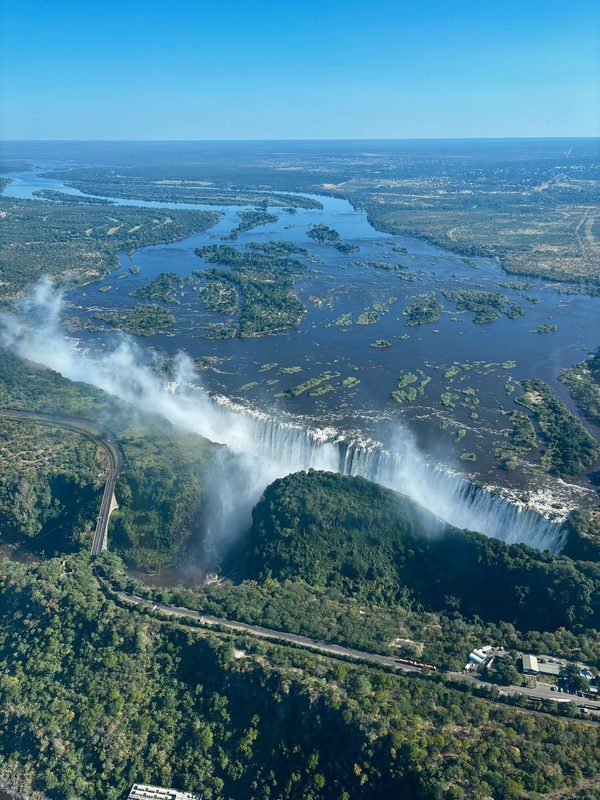 Aerial View of Victoria Falls from helicopter