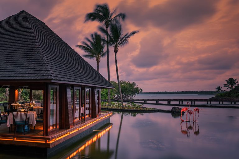 Four Seasons Mauritius Restaurant View at dusk