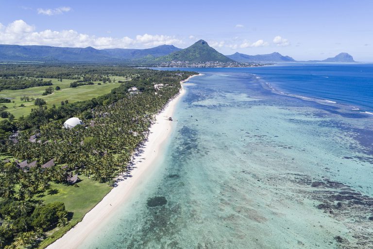 La Pirogue Aerial View or coast and mountains