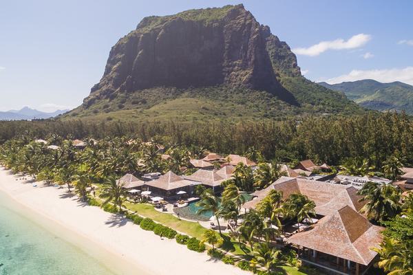 Lux Le Morne Aerial View with Le Morne Backdrop