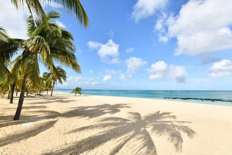 Victoria Beachcomber Beach with palm shadows