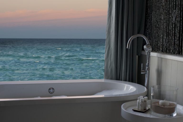 White Pearl Bath with view