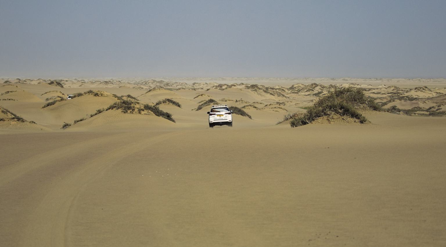 Driving Into the desert at Walvis bay and Sandwich Bay Credit N Jones