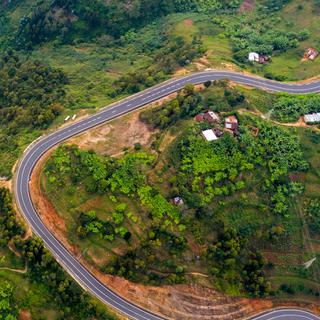Rwanda road aerial view PORTRAIT card VR