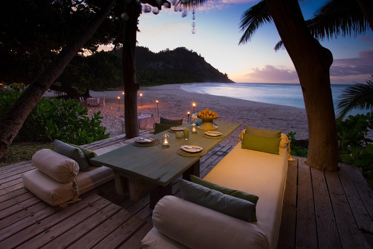 North Island beach dining at dusk