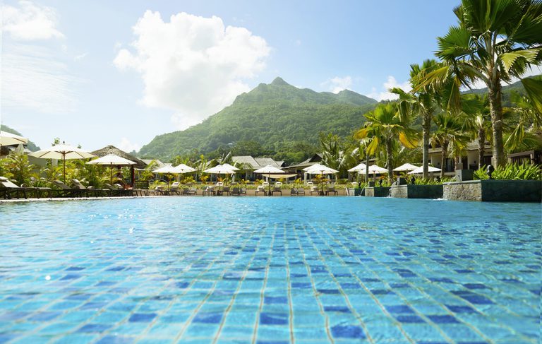 Pool and mountain view Story Seychelles