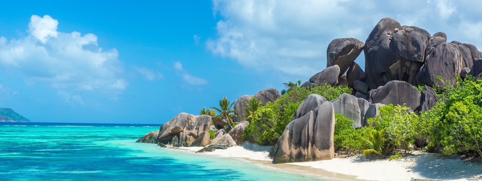 Seychelles granitic boulder beach SS