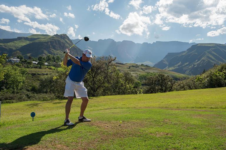 Golfing at Cathedral Peak Drakensberg
