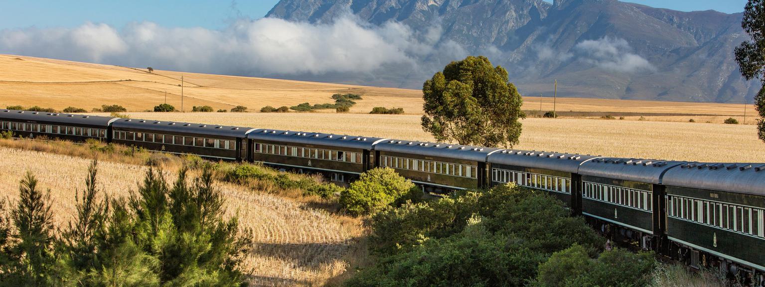 Rovos Rail train on way to Cape Town on African Collage journey