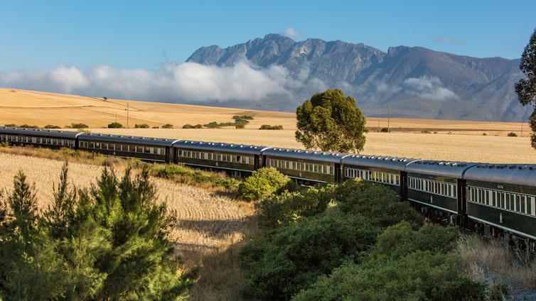 Rovos Rail train on way to Cape Town on African Collage journey