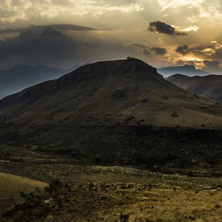 Drakensberg mountain valley sunset view moody sky SAT