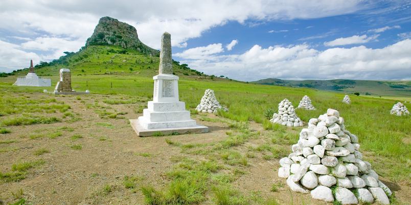 Isandlwana grave stones monuments and hill SS