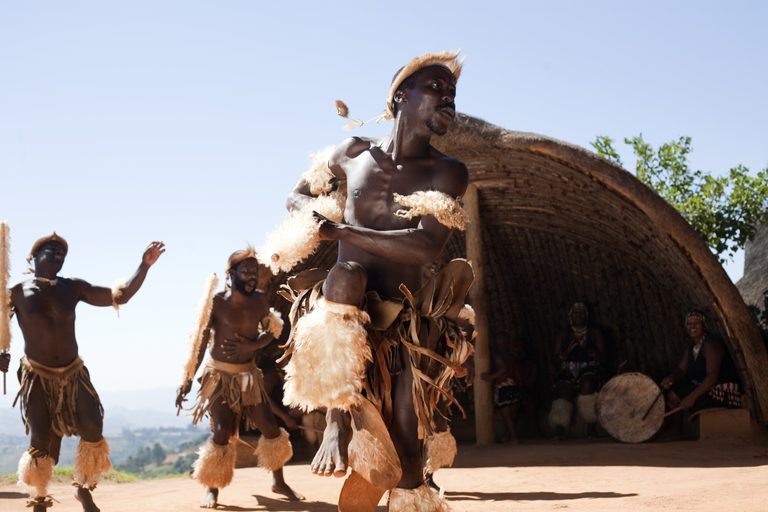 Male dancers Phezulu Safari Park Valley of Thousand Hills KZN SAT