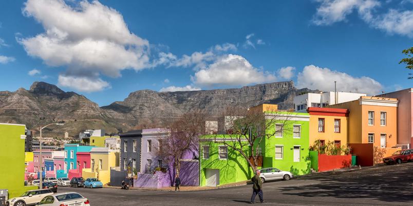 Bo Kaap Colourful House Table Mountain Background Cape Town