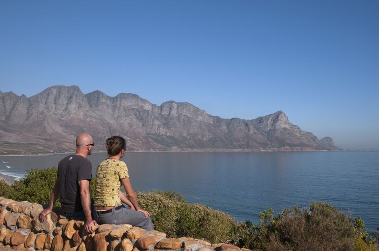 Couple admiring the view Hermanus South Africa SAT