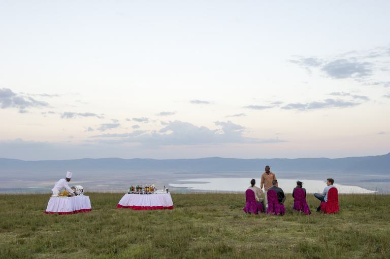 Sundowners overlooking Ngorongoro Serena Safari Lodge