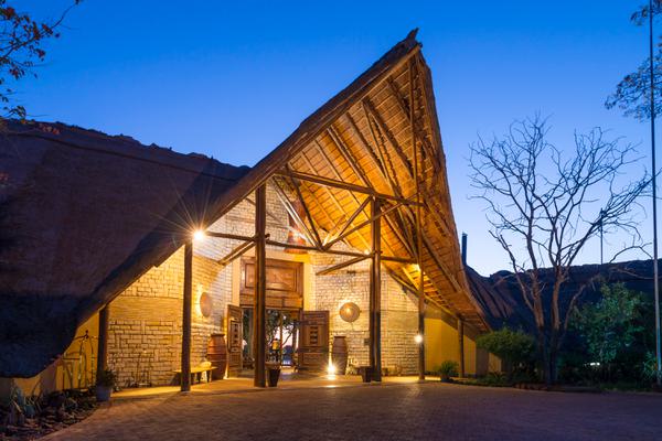 David Livingstone Safari Lodge Exterior at Night