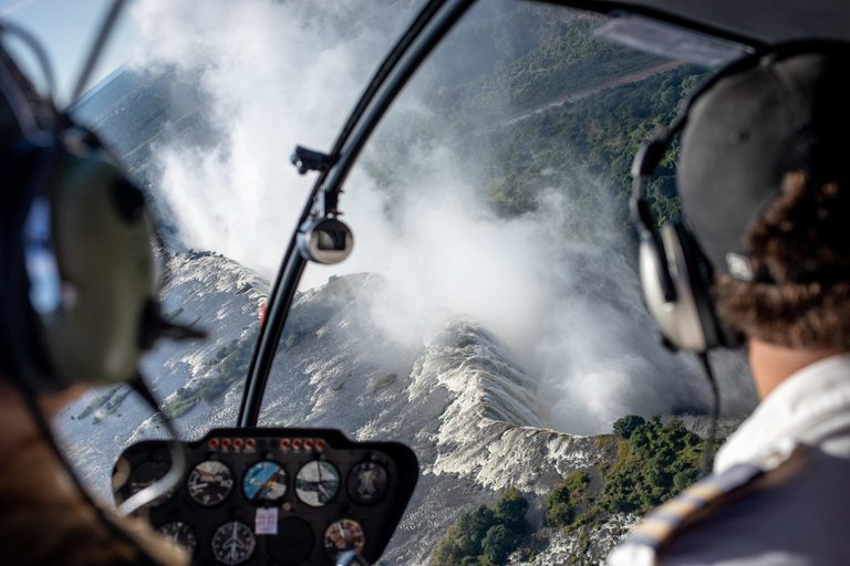 Mukwa River Lodge Helicopter over Vic Falls pilot view