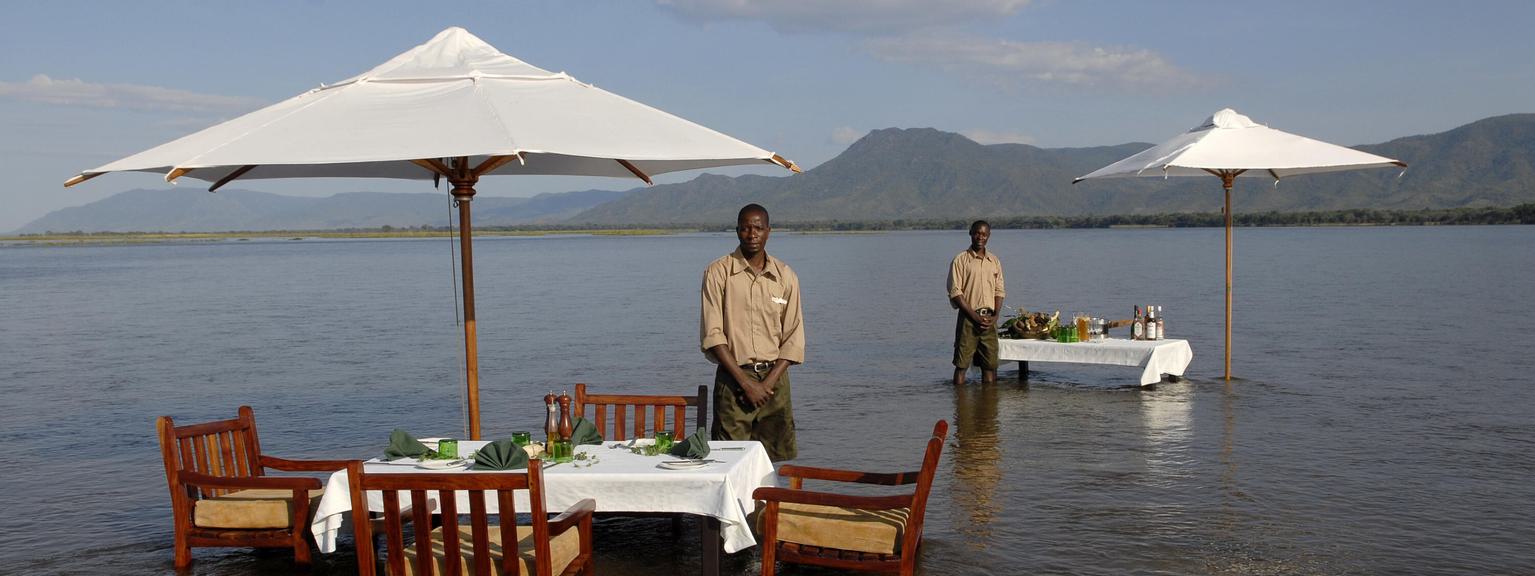 Potato Bush Camp lunch in Zambezi river