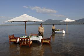 Potato Bush Camp lunch in Zambezi river