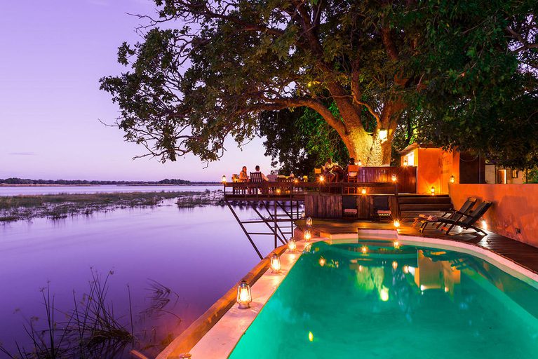 Royal Zambezi Lodge pool and bar