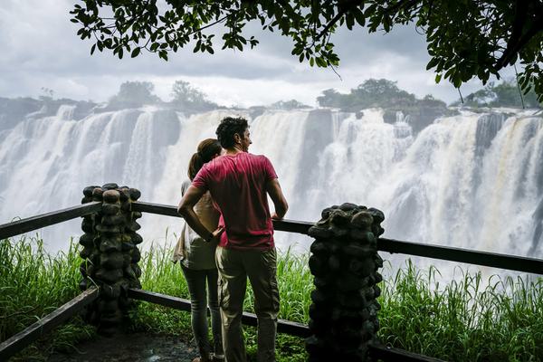 The Royal Livingstone couple at Victoria Falls walkway