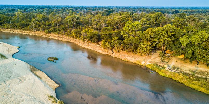 Mwaleshi Camp aerial river view