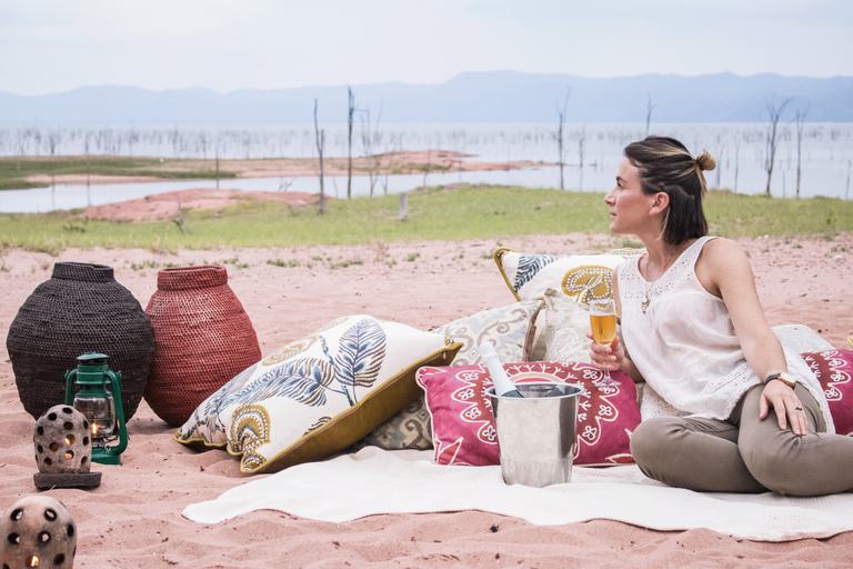 Beach picnic overlooking Lake Kariba Changa Safari Camp