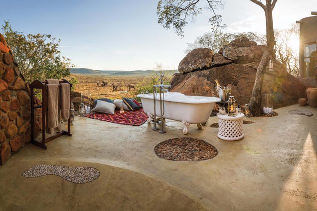 Elephants bath view Madikwe Hills