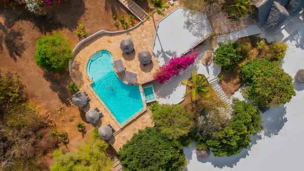 Manta Resort Aerial View of Pool
